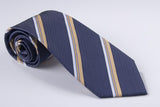 Royal Blue Field with Medium Gold  and Narrow White Light Blue Pinstripes (S156)