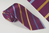 Bold Plum Stripes With Narrow Band Gold and Light Blue Stripes (S149)