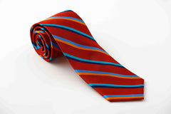 Red with narrow teal, navy and orange stripes (S224)