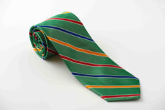 Green with navy, red and orange stripes (S228)