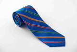 Royal blue with narrow red, orange and green stripes (S230)