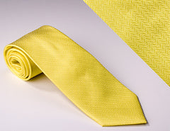 Canary Yellow Curved Line Solid Tie (T310)
