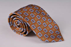 Rust and Blue Checkerboard ties in a  picture frame (P595)