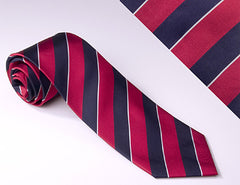 Medium Red And Navy Blue Stripes With Thin White Stripes (S105)