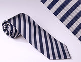 Medium Navy Blue and Silver Stripes (S112)