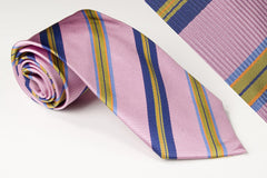 Wide Pink Stripes with Small Stripes of Blue, Green and Gold (S144)