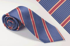 Medium Blue Ribbed Design and Red Stripe Design (S145)